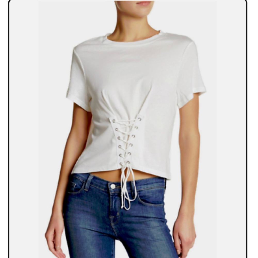 Lush White Lace-Up Women's Top